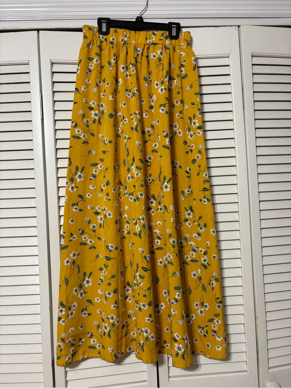 Yellow Floral Maxi Skirt - Lightweight A-Line